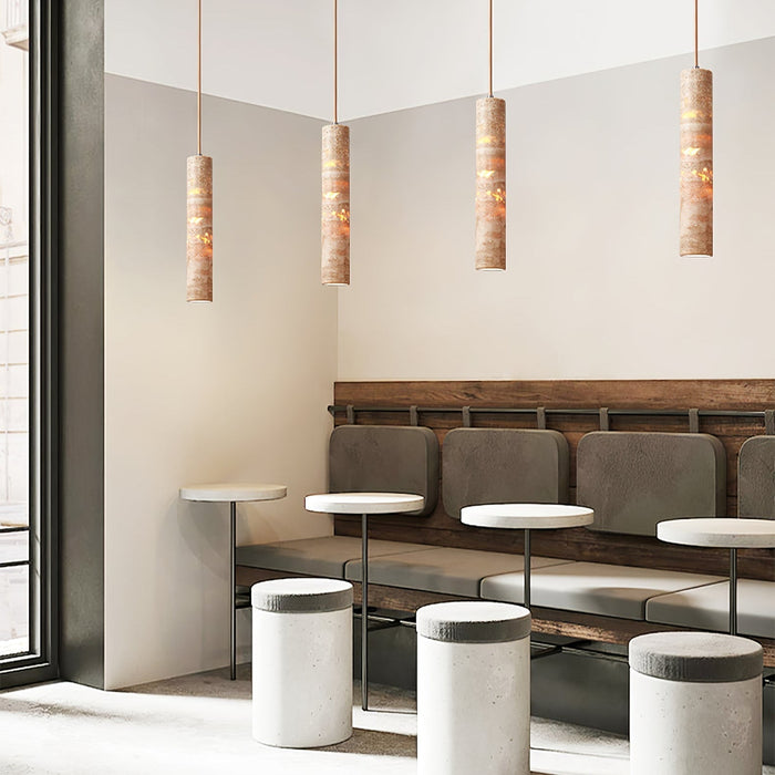 Cylindrical Travertine Pendant Light Vakkerlight