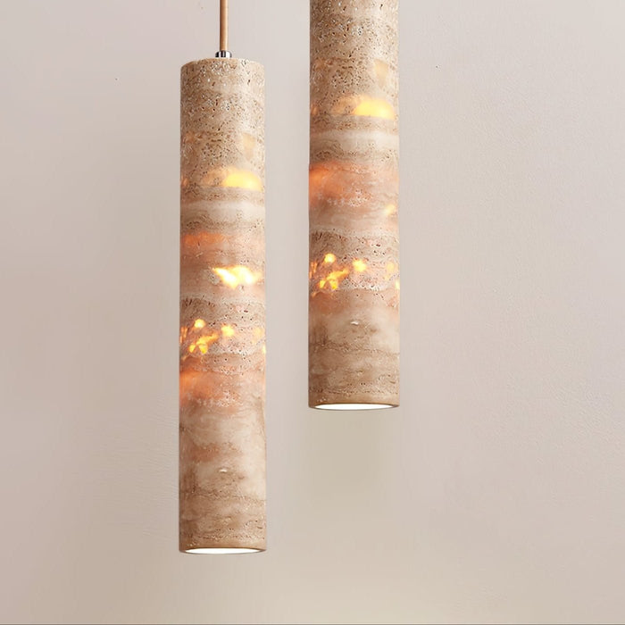 Cylindrical Travertine Pendant Light Vakkerlight