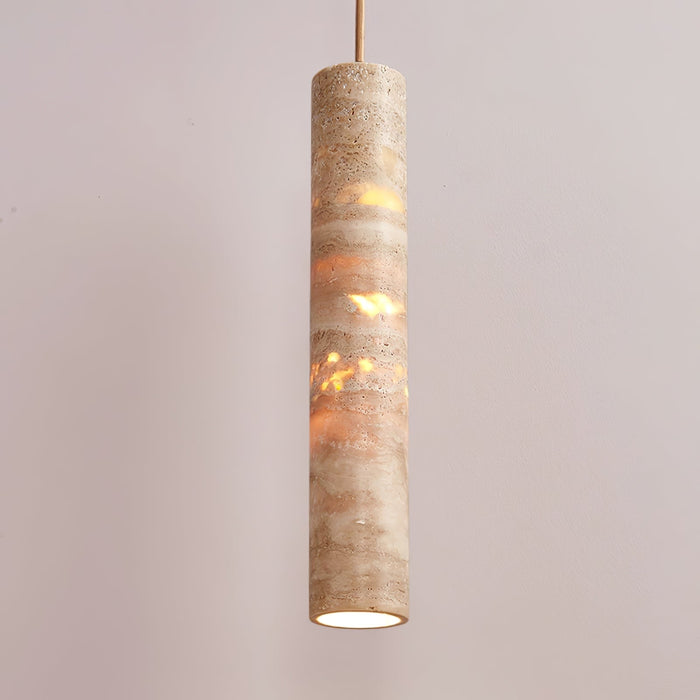 Cylindrical Travertine Pendant Light Vakkerlight