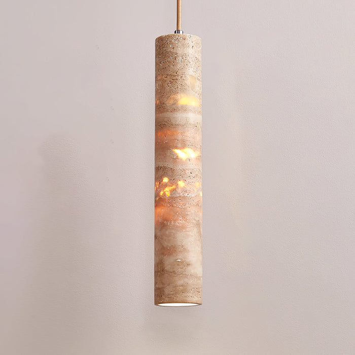 Cylindrical Travertine Pendant Light Vakkerlight