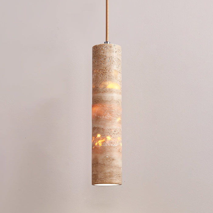 Cylindrical Travertine Pendant Light Vakkerlight