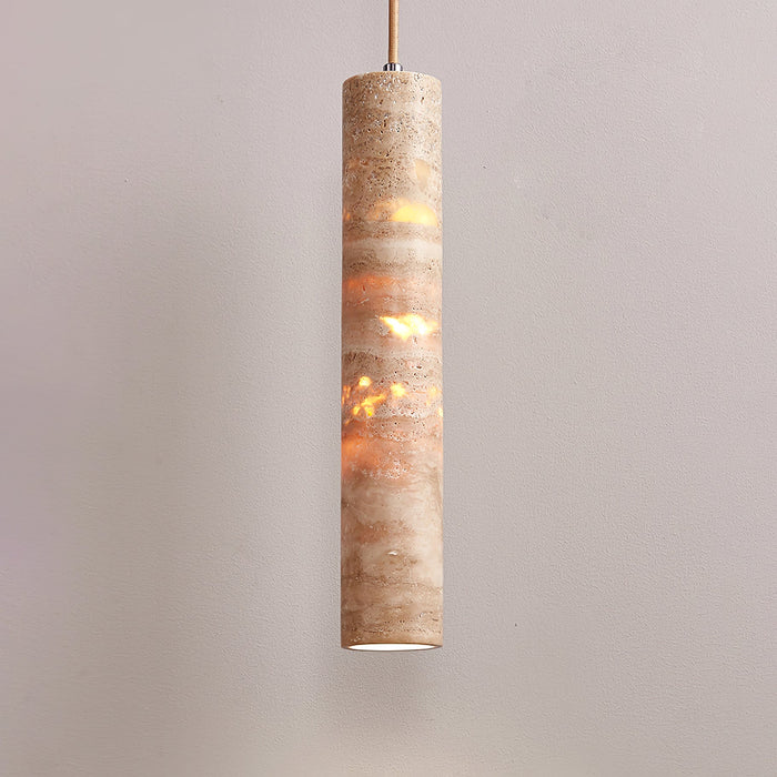 Cylindrical Travertine Pendant Light Vakkerlight