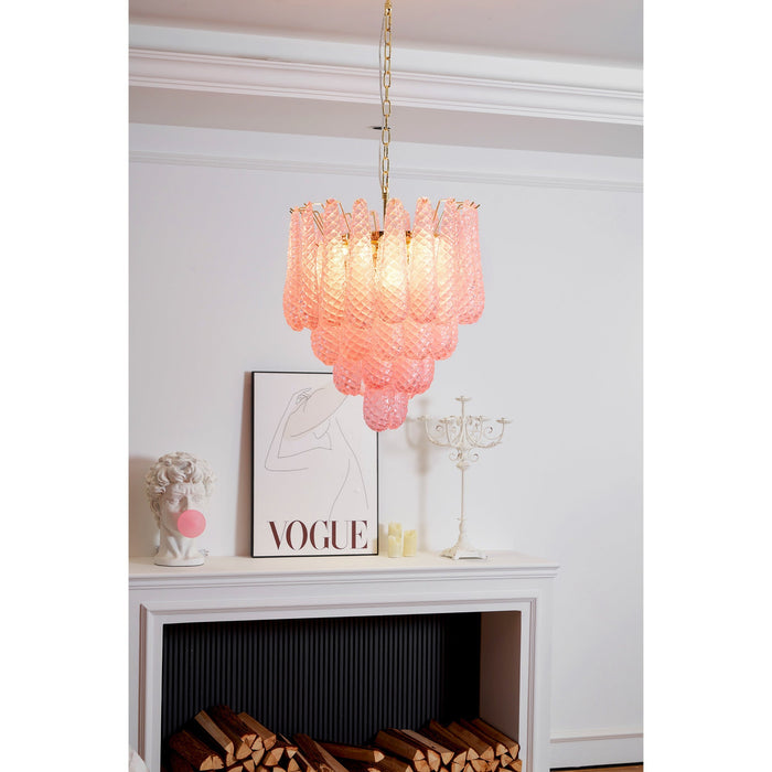 Pink Glass Droplet Chandelier Vakkerlight