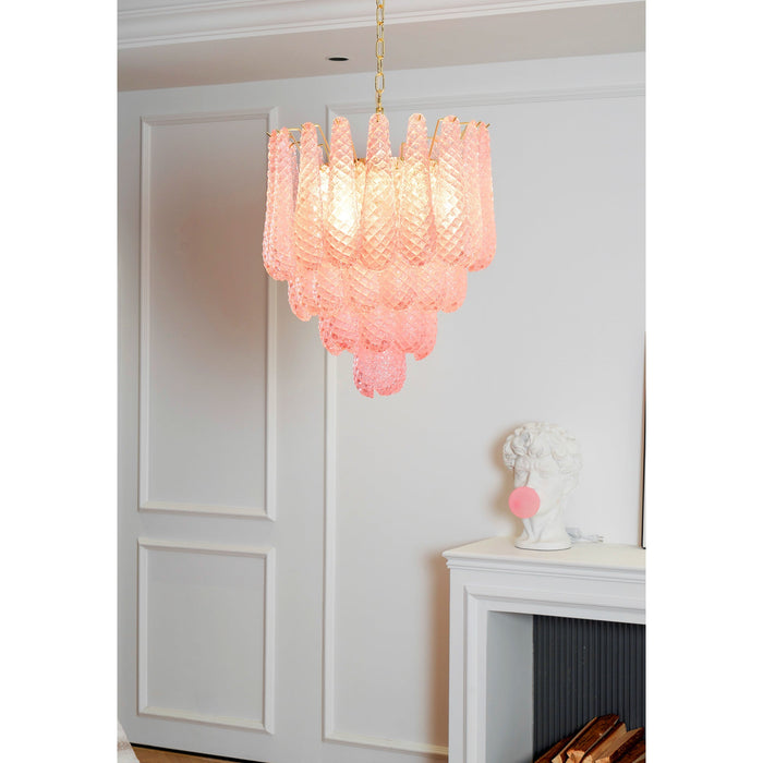 Pink Glass Droplet Chandelier Vakkerlight