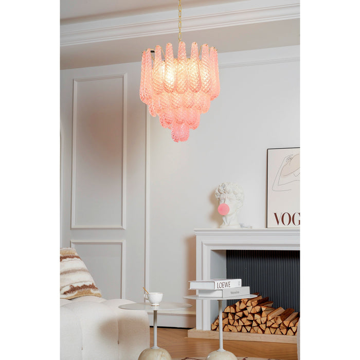 Pink Glass Droplet Chandelier Vakkerlight