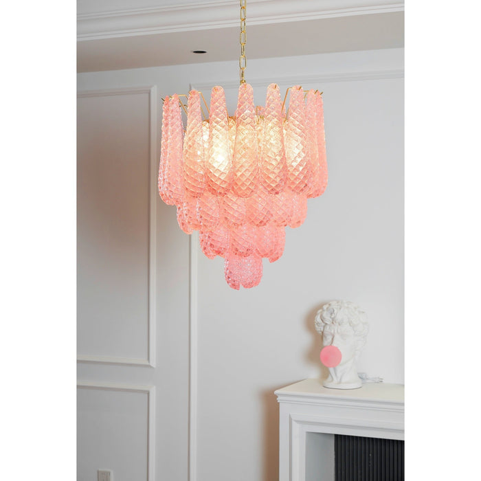 Pink Glass Droplet Chandelier Vakkerlight