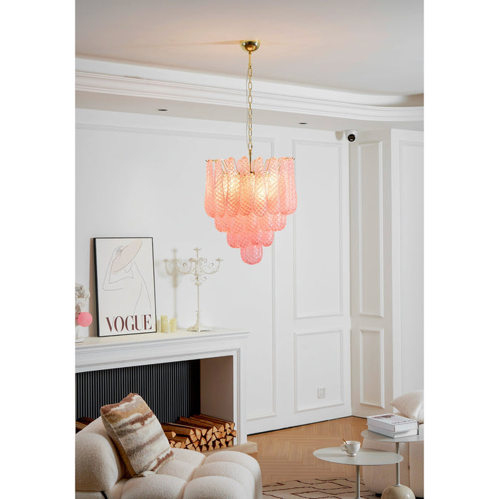 Pink Glass Droplet Chandelier Vakkerlight