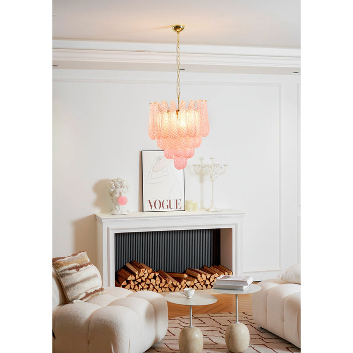 Pink Glass Droplet Chandelier Vakkerlight