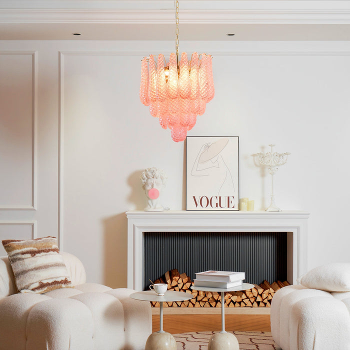 Pink Glass Droplet Chandelier Vakkerlight