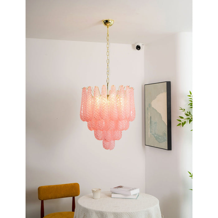 Pink Glass Droplet Chandelier Vakkerlight