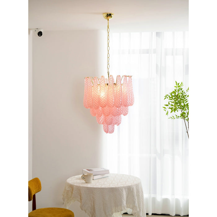 Pink Glass Droplet Chandelier Vakkerlight