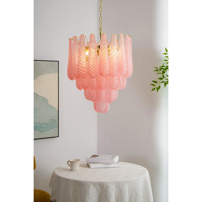 Pink Glass Droplet Chandelier Vakkerlight