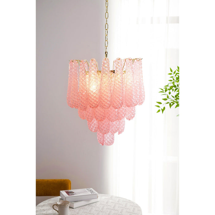 Pink Glass Droplet Chandelier Vakkerlight
