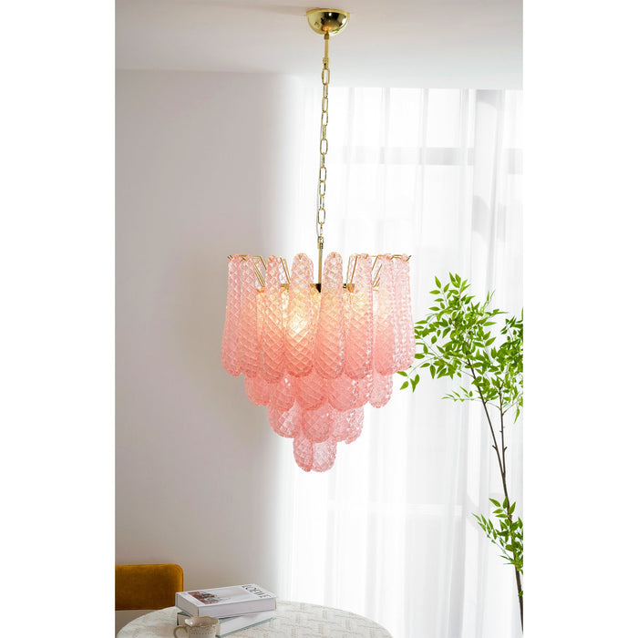 Pink Glass Droplet Chandelier Vakkerlight
