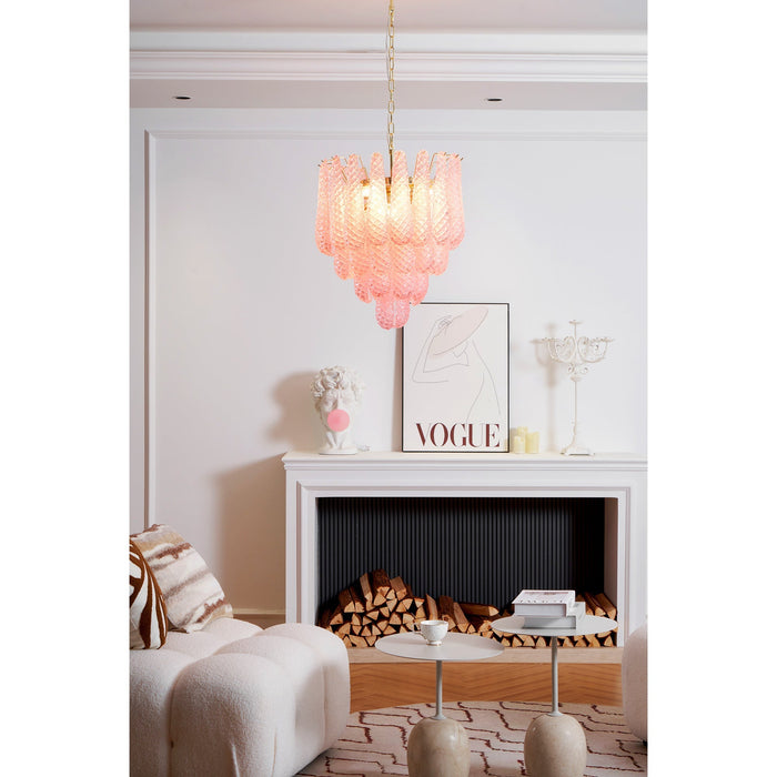 Pink Glass Droplet Chandelier Vakkerlight