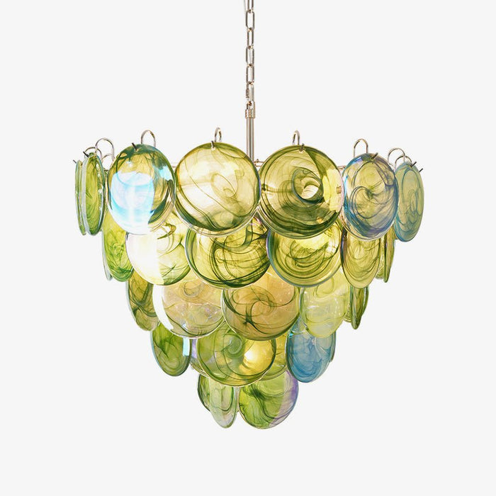 Green Glass Disc Chandelier Vakkerlight