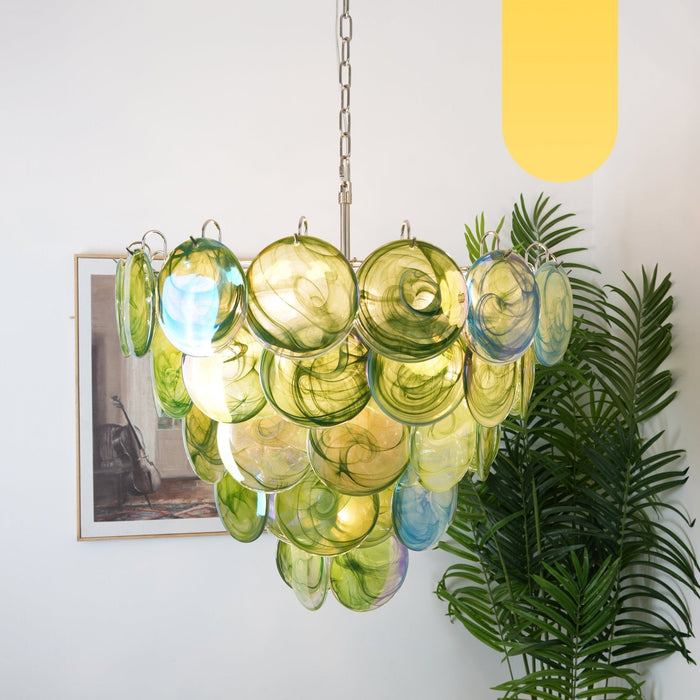 Green Glass Disc Chandelier Vakkerlight