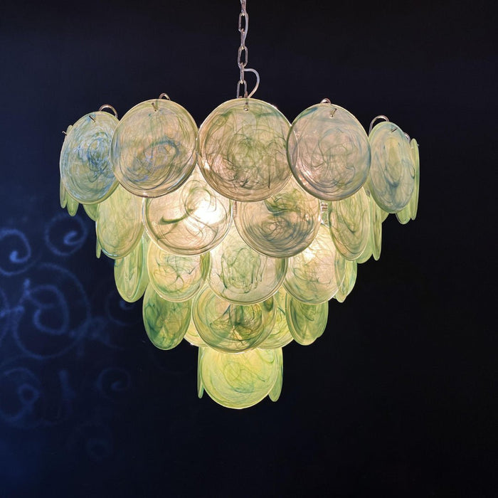 Green Glass Disc Chandelier Vakkerlight