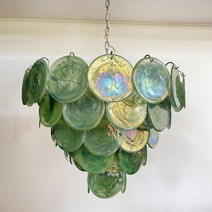 Green Glass Disc Chandelier Vakkerlight