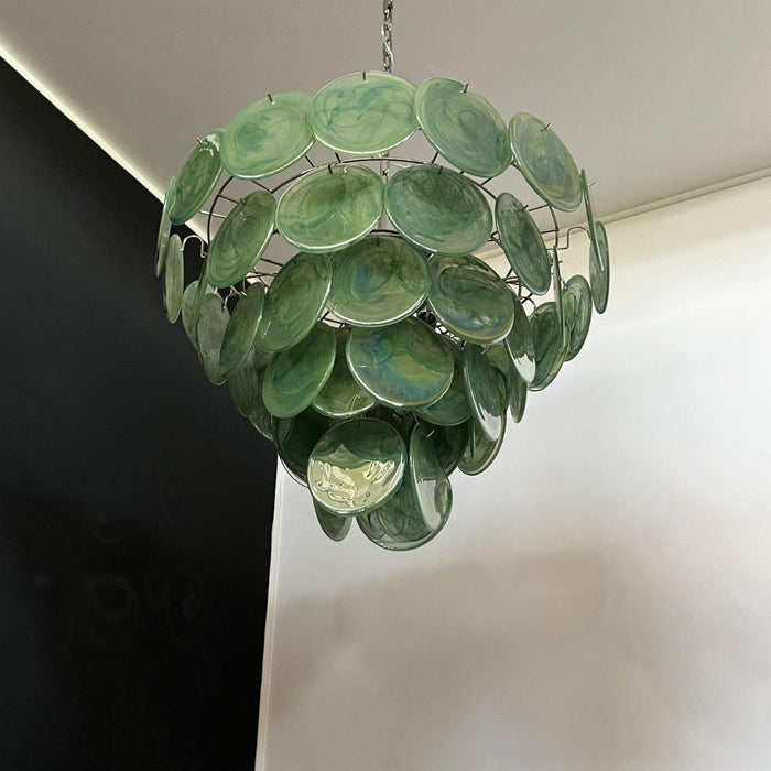 Green Glass Disc Chandelier Vakkerlight
