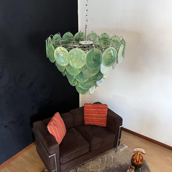 Green Glass Disc Chandelier Vakkerlight