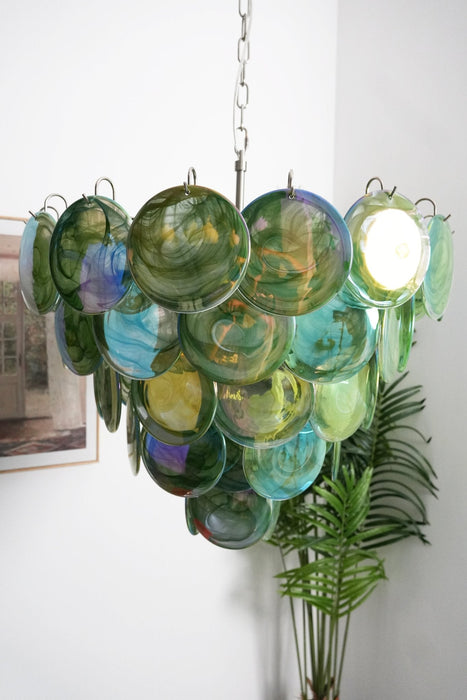 Green Glass Disc Chandelier Vakkerlight