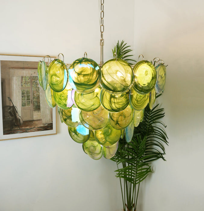 Green Glass Disc Chandelier Vakkerlight