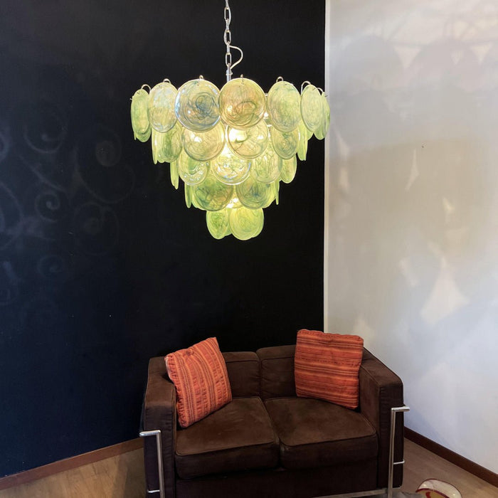 Green Glass Disc Chandelier Vakkerlight