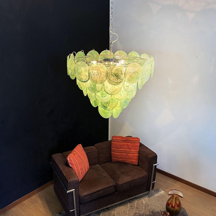 Green Glass Disc Chandelier Vakkerlight