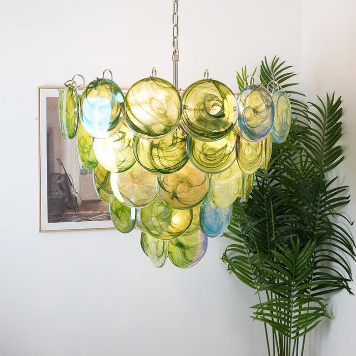Green Glass Disc Chandelier Vakkerlight