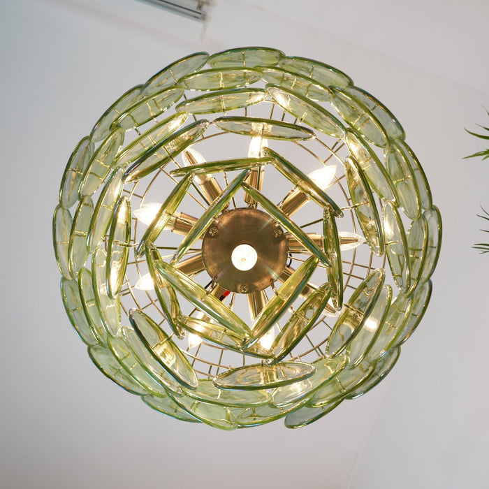 Green Glass Disc Chandelier Vakkerlight
