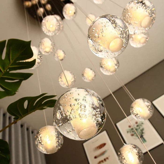 Bubble Crystal Ball Staircase Chandelier