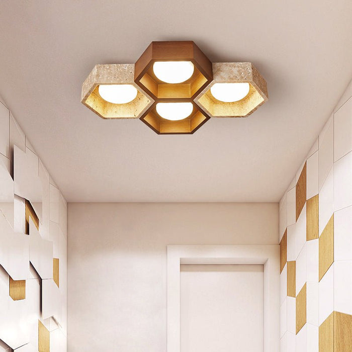 Honeycomb Travertine Ceiling Lamp Vakkerlight