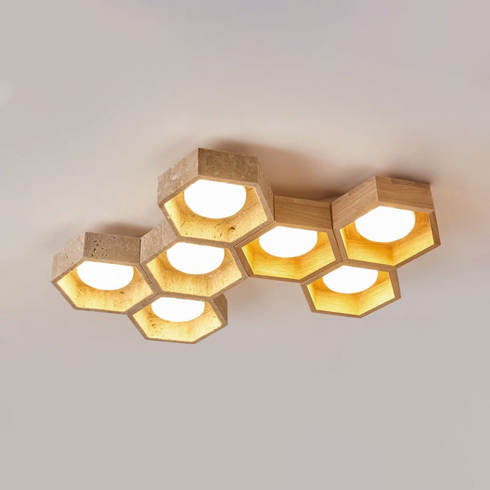 Honeycomb Travertine Ceiling Lamp Vakkerlight