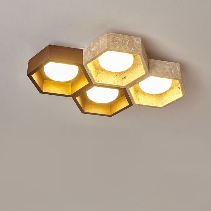 Honeycomb Travertine Ceiling Lamp Vakkerlight