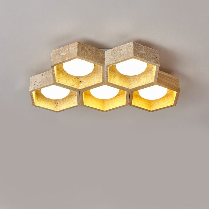 Honeycomb Travertine Ceiling Lamp Vakkerlight