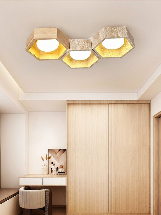 Honeycomb Travertine Ceiling Lamp Vakkerlight
