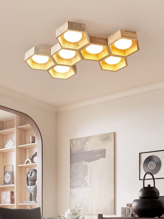 Honeycomb Travertine Ceiling Lamp Vakkerlight