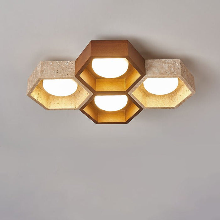 Honeycomb Travertine Ceiling Lamp Vakkerlight
