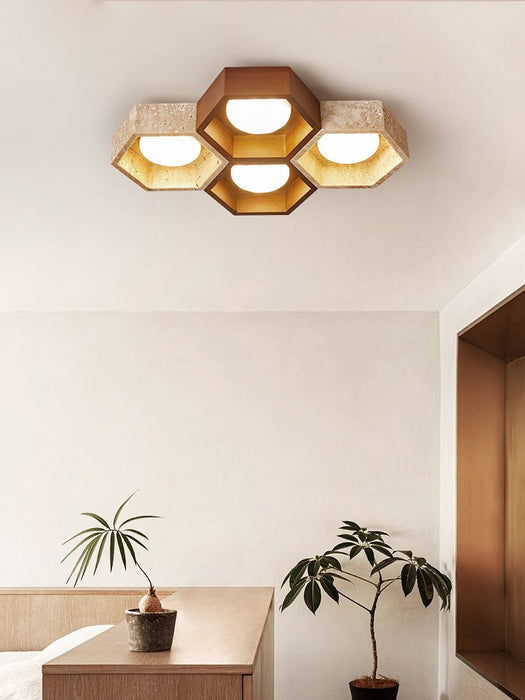 Honeycomb Travertine Ceiling Lamp Vakkerlight