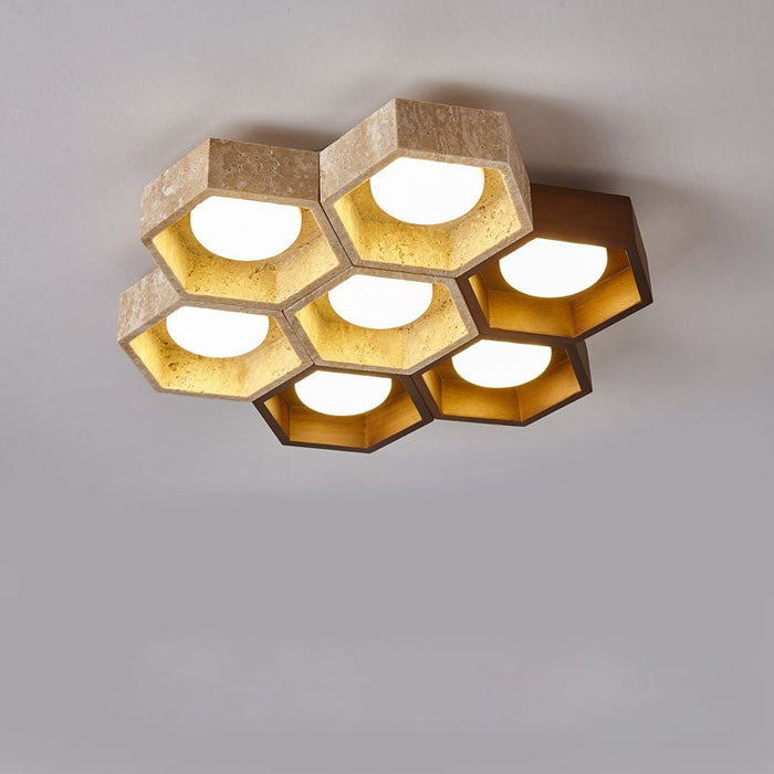 Honeycomb Travertine Ceiling Lamp Vakkerlight