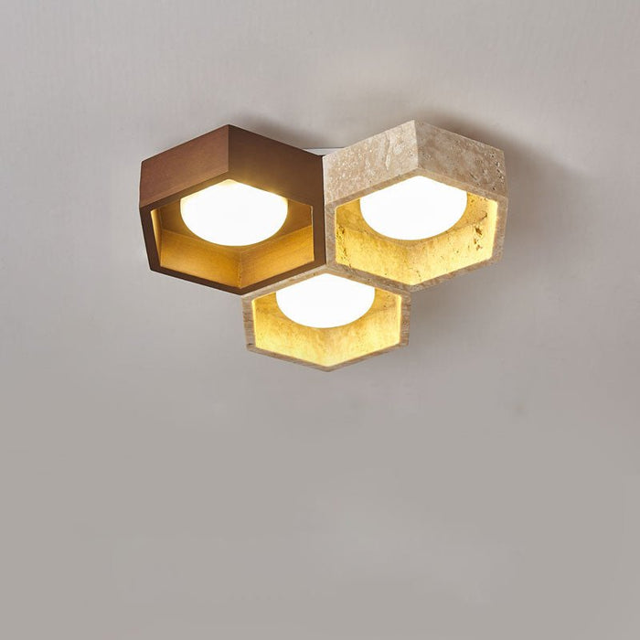 Honeycomb Travertine Ceiling Lamp Vakkerlight