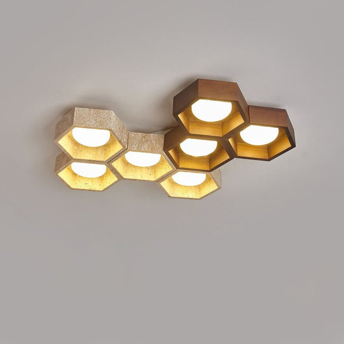 Honeycomb Travertine Ceiling Lamp Vakkerlight