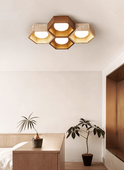 Honeycomb Travertine Ceiling Lamp Vakkerlight