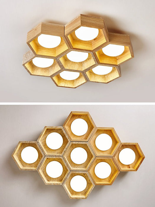 Honeycomb Travertine Ceiling Lamp Vakkerlight