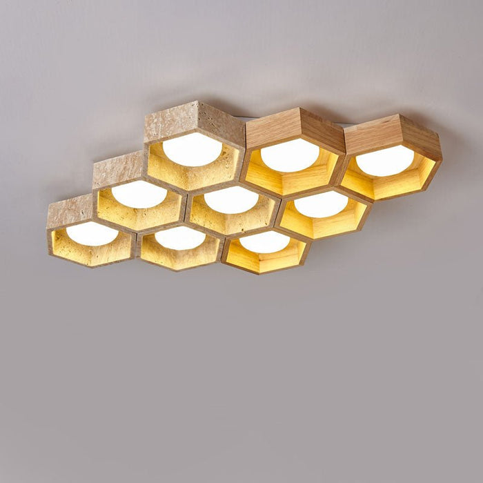 Honeycomb Travertine Ceiling Lamp Vakkerlight