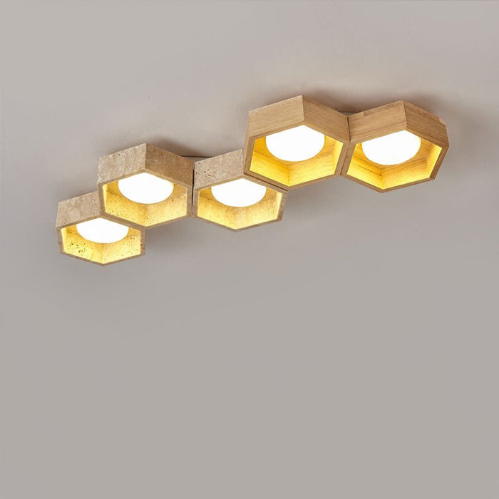 Honeycomb Travertine Ceiling Lamp Vakkerlight