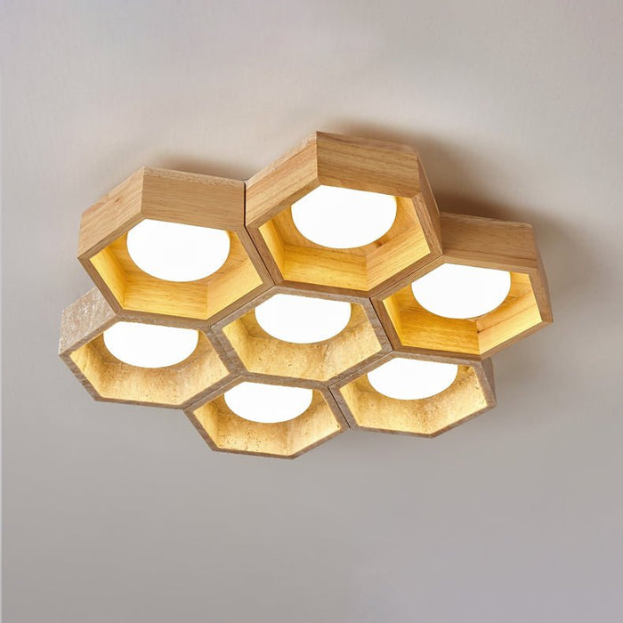 Honeycomb Travertine Ceiling Lamp Vakkerlight