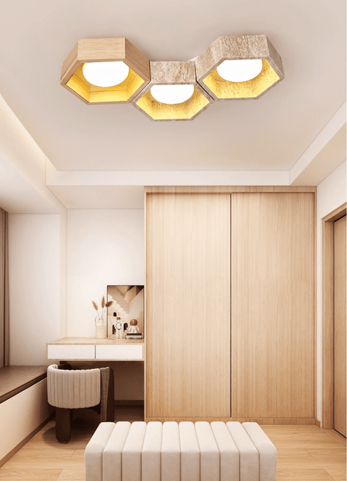 Honeycomb Travertine Ceiling Lamp Vakkerlight