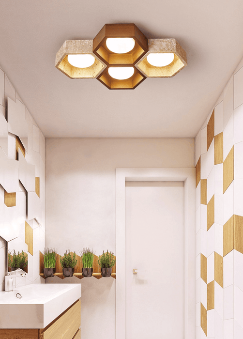 Honeycomb Travertine Ceiling Lamp Vakkerlight